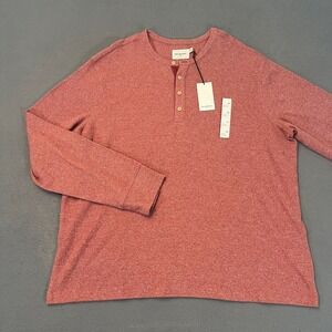 Goodfellow & Co Men's XXL Long Sleeve Henley T-shirt Red Baseball Standard‎ NWT